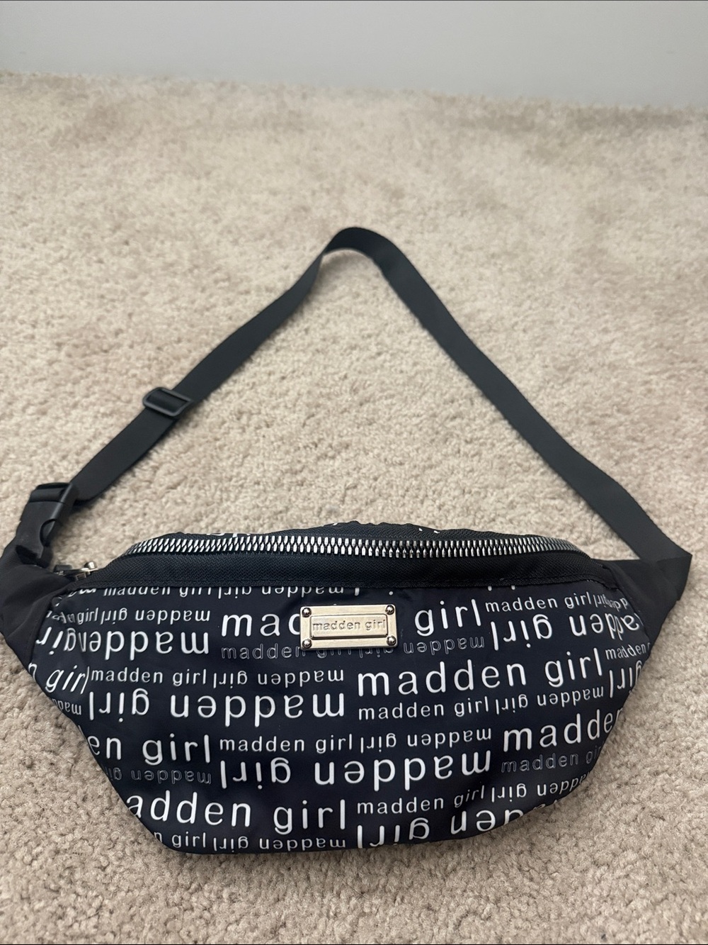 Madden Girl Black Logo Print Waist Bag